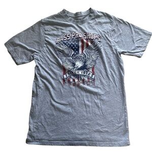 Bass Pro Gray Eagle Patriotic American Flag Graphic Short Sleeve Tshirt Size M